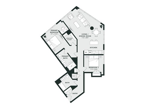 A black and white image of a house floor plan.